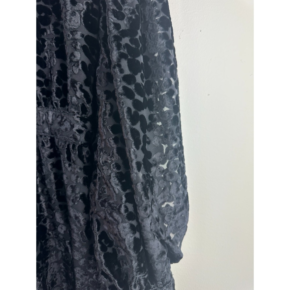 NEW Topshop Balloon Sleeve Tiered Dress Animal Print Velvet Black 6P Witchy - Picture 12 of 16